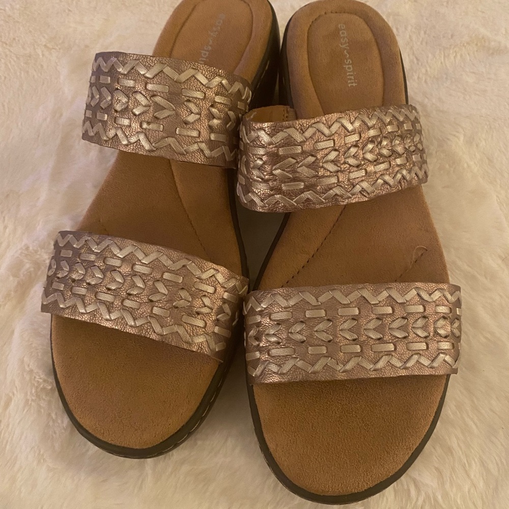 Metallic Slip On Sandals